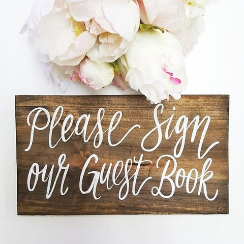 please sign our guestbook wooden sign