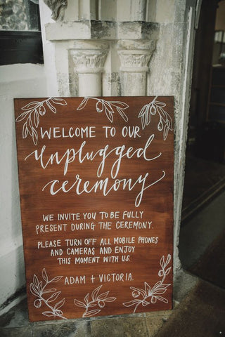 unplugged wedding signs