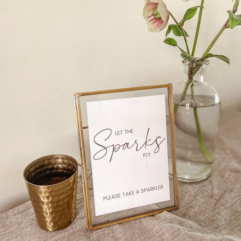 let the sparks fly wedding signs