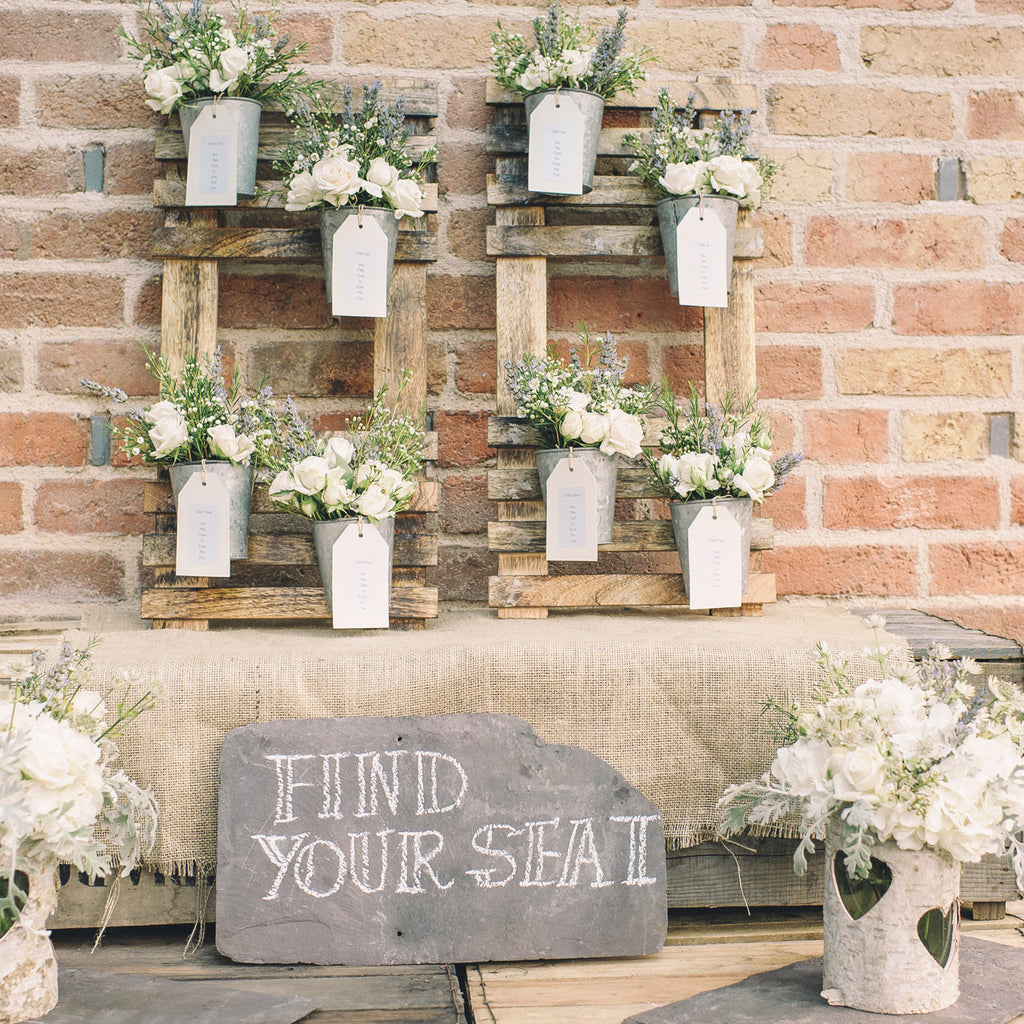 Rustic Wedding Table Plan with Flower Pots - The Wedding ...