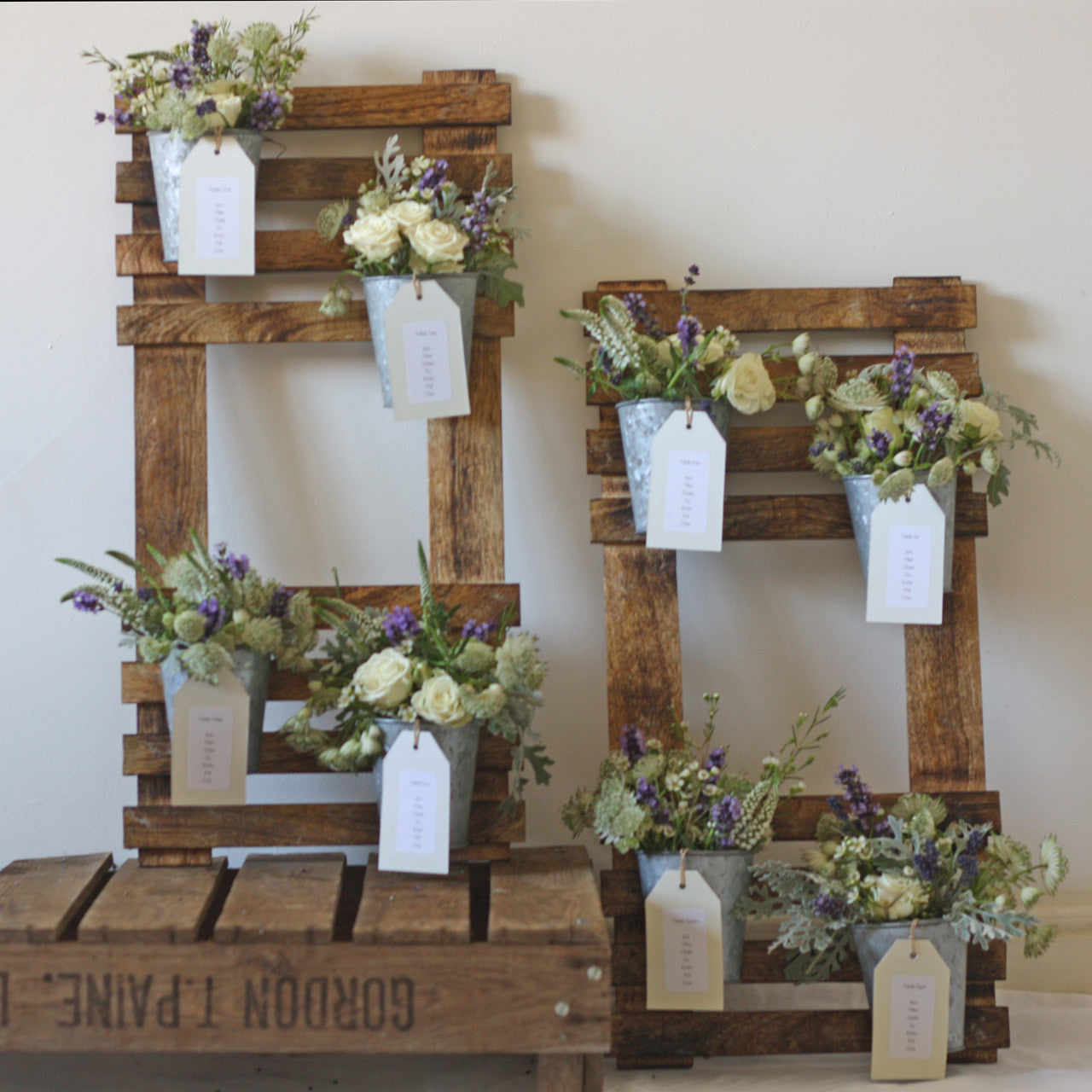 Rustic Wedding Table Plan with Flower Pots – The Wedding ...
