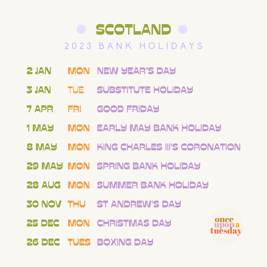 2023 Bank Holidays in Scotland overview