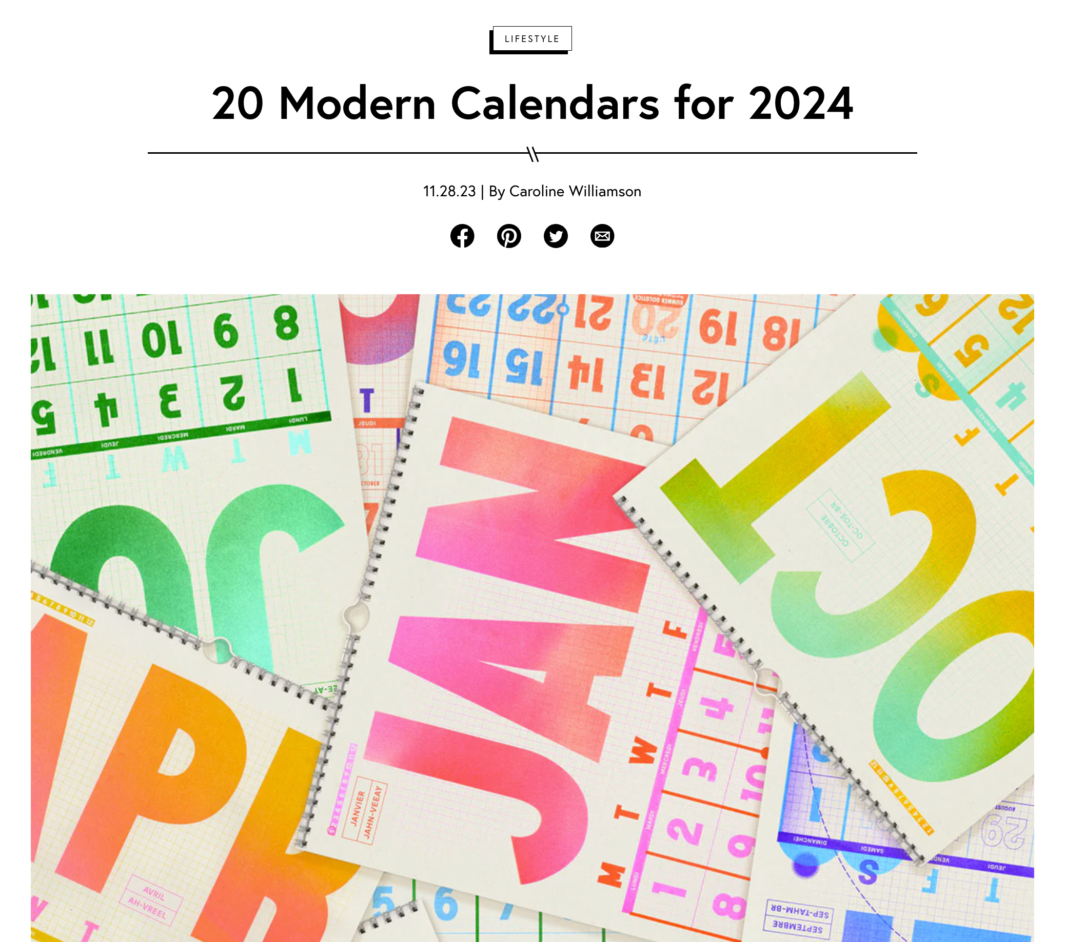 Design Milk issue featuring Once Upon a Tuesday Gradient Grid 2024 Calendar