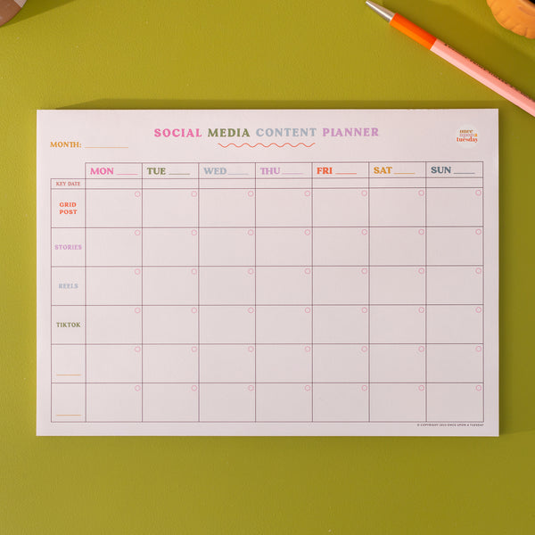 social media planner pad for small business