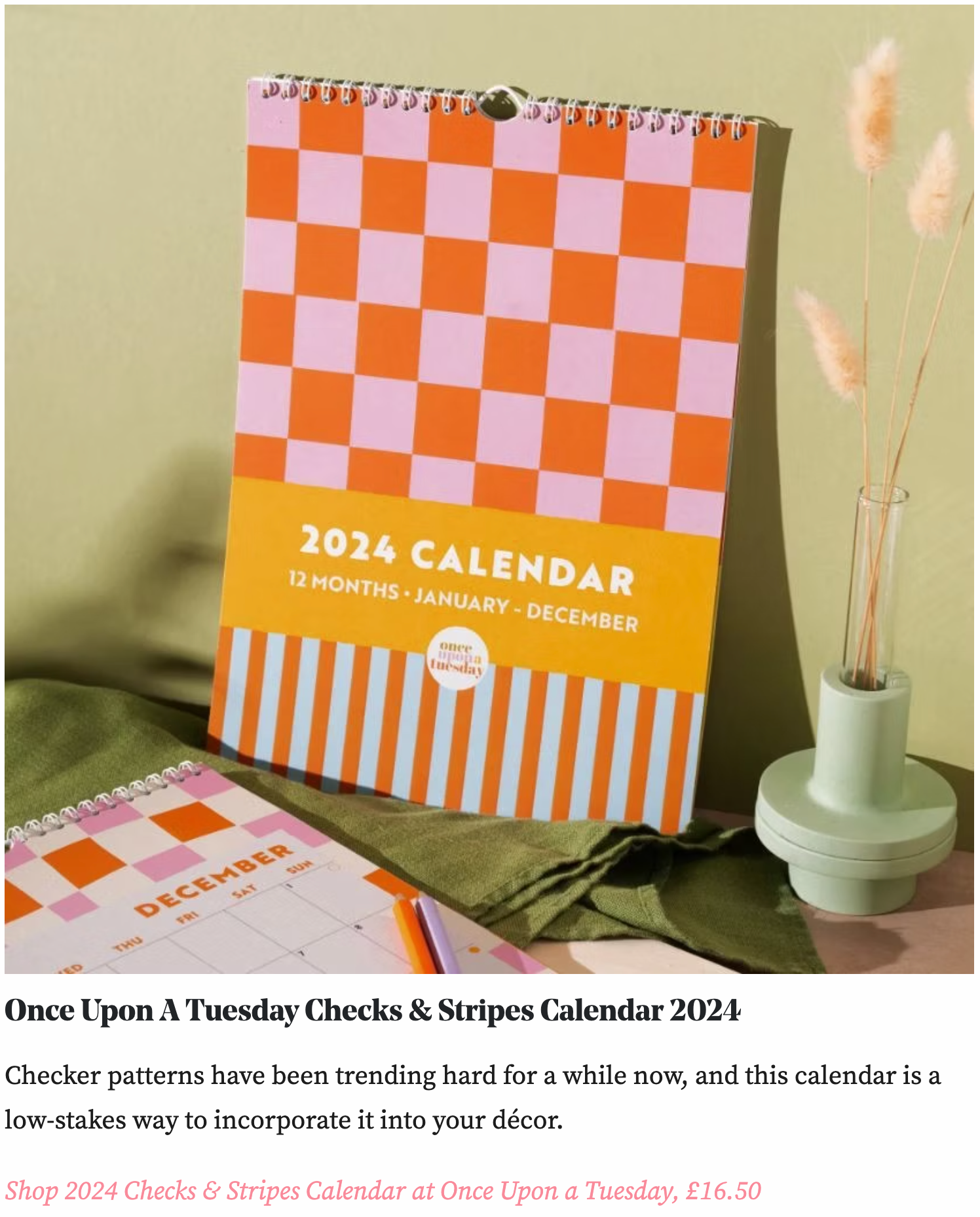 checks and stripes 2024 calendar. Gradient grid 2024 calendar. Featured in the Stylist top 10 2024 calendars.