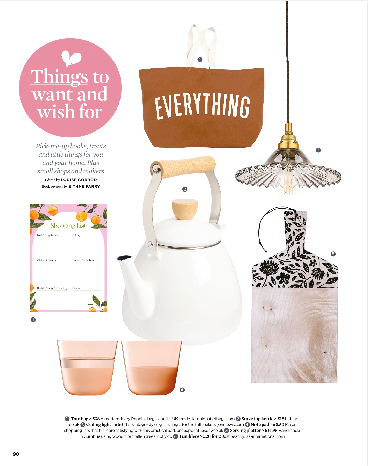 once upon a tuesday shopping list featured in The Simple Things wishlist