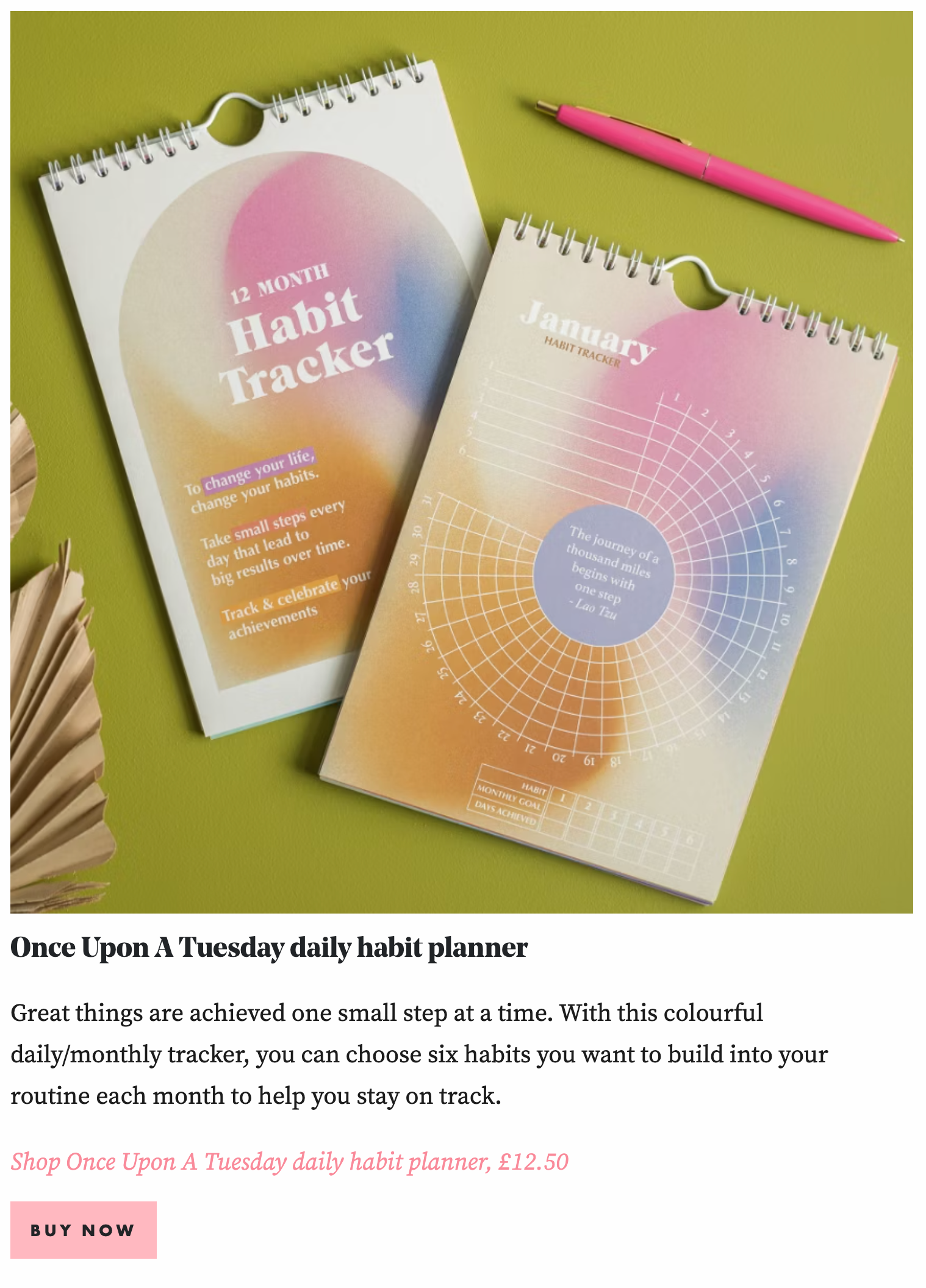 Daily Habit Tracker | 12 Month Goal Planner | Gradients featured in Stylist Online