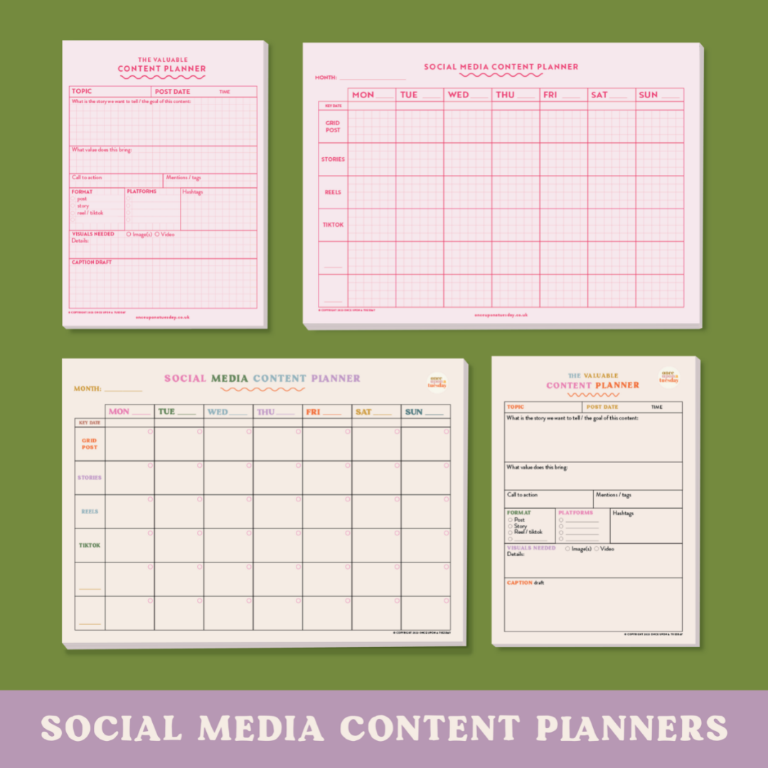 Social media planner pads, content planner pads, paper social media planner