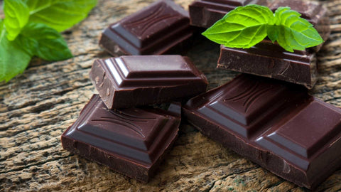 dark chocolate squares with mint