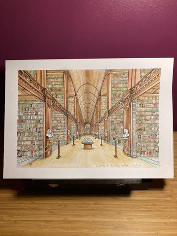 drawing of trinity college library