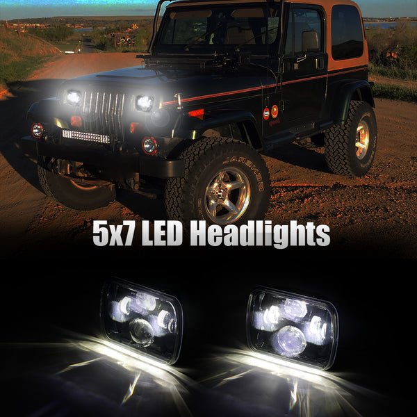 5x7 7x6 inch Led Headlights Replacement for Jeep YJ Cherokee XJ – Winunite