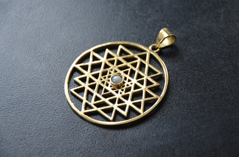 Sri Yantra Necklace, Mandala Jewelry, Talisman Pendant, Valentines