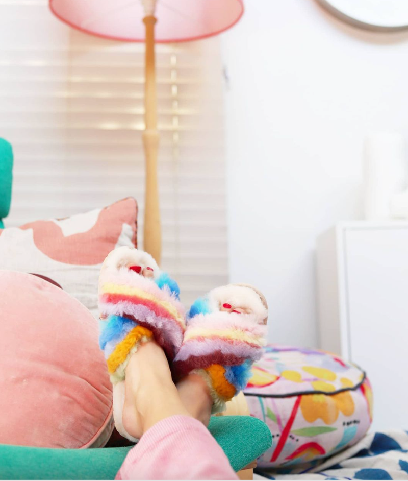 emu rainbow slippers