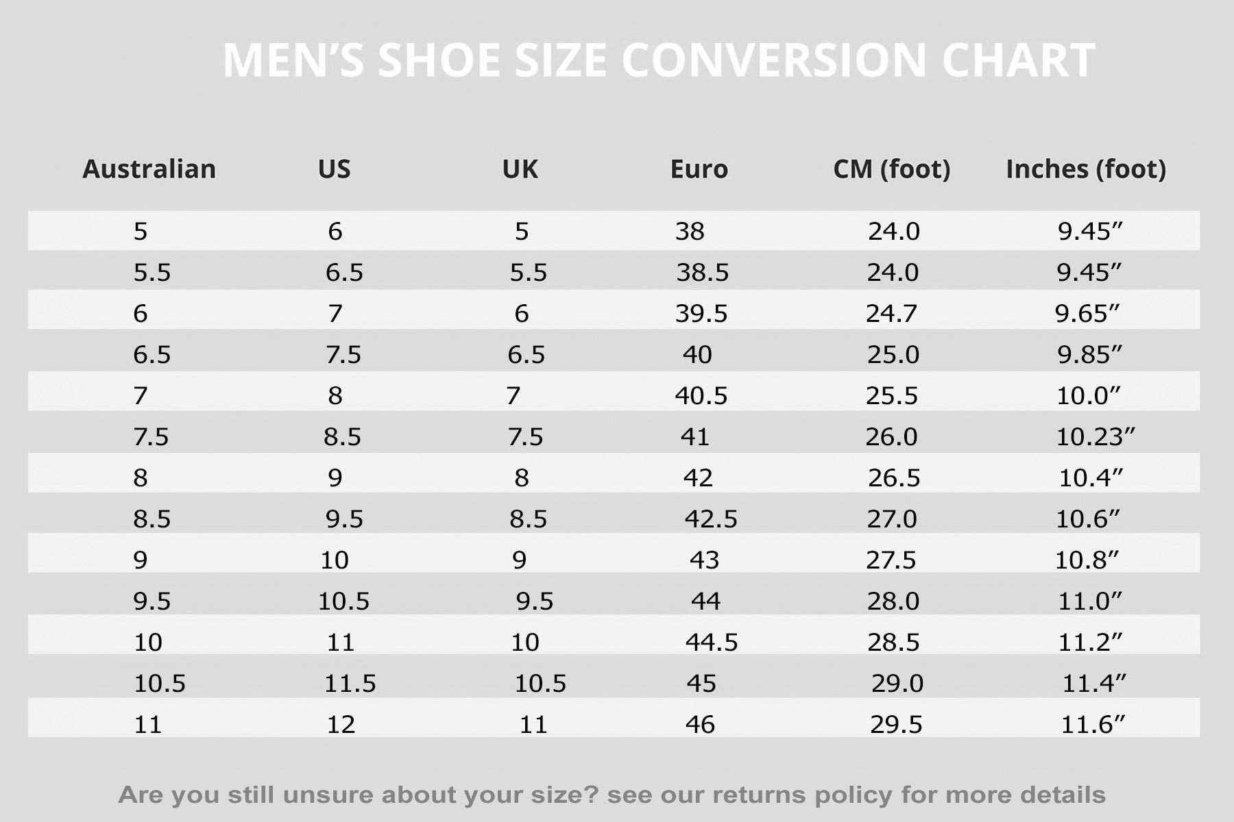 Size Guide | Chipie Shoes | Australia 