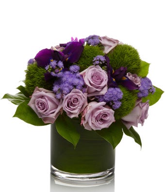 A unique purple rose floral arrangement called Violette by H.Bloom.