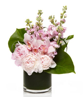 Exotic Peony is a luxurious peony arrangement with exotic greenery, by H.Bloom.