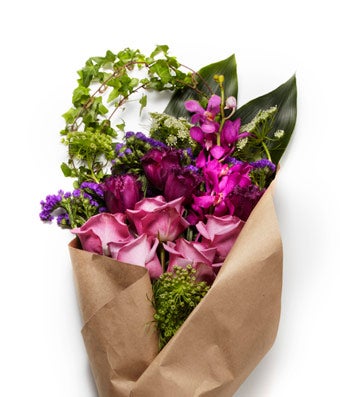 A purple and magenta floral bouquet by H.Bloom, called Fuchsia Bundle.