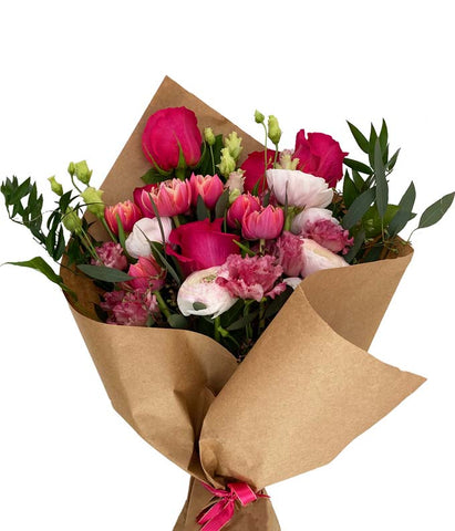 A blush and magenta floral bouquet by H.Bloom, called Nice Stems.