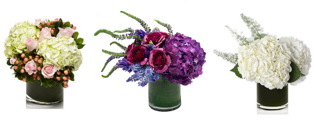 Floral bubble arrangements with hydrangeas by H.Bloom.