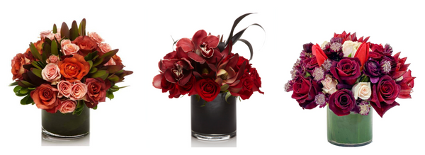 Deep red floral arrangements that adhere to the moody romanticism trend, by H.Bloom.