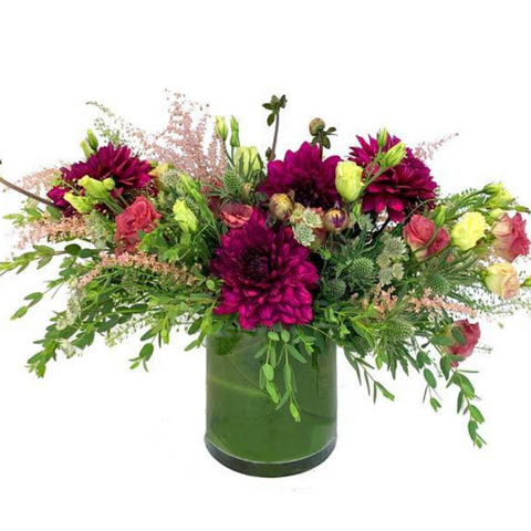 An airy pink, magenta, and yellow floral arrangement by H.Bloom, called Sangria.