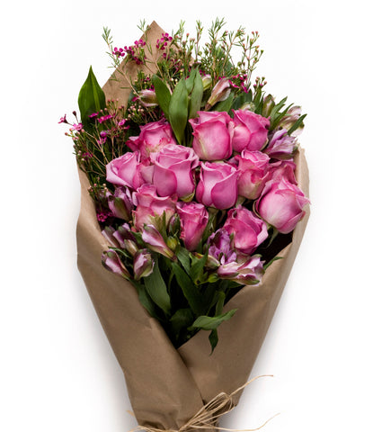 A pink rose floral bouquet by H.Bloom, called Pretty in Pink Bundle.