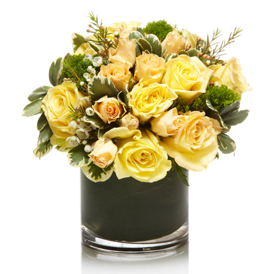 A yellow rose flower arrangement by H.Bloom, called Butterscotch.