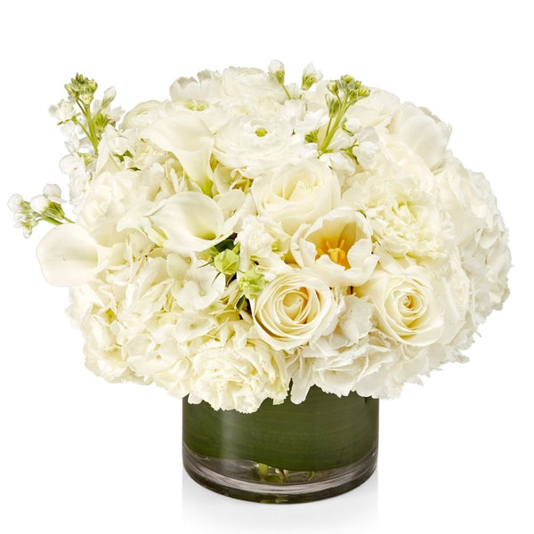 White Grand Designer's Choice is an elegant white floral arrangement by H.Bloom.