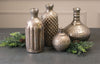 Sullivans Glass Bottle Vases Decor Thin Neck with Textured Base, 4" x 10" Each-Set of 2, Antique Silver, 2