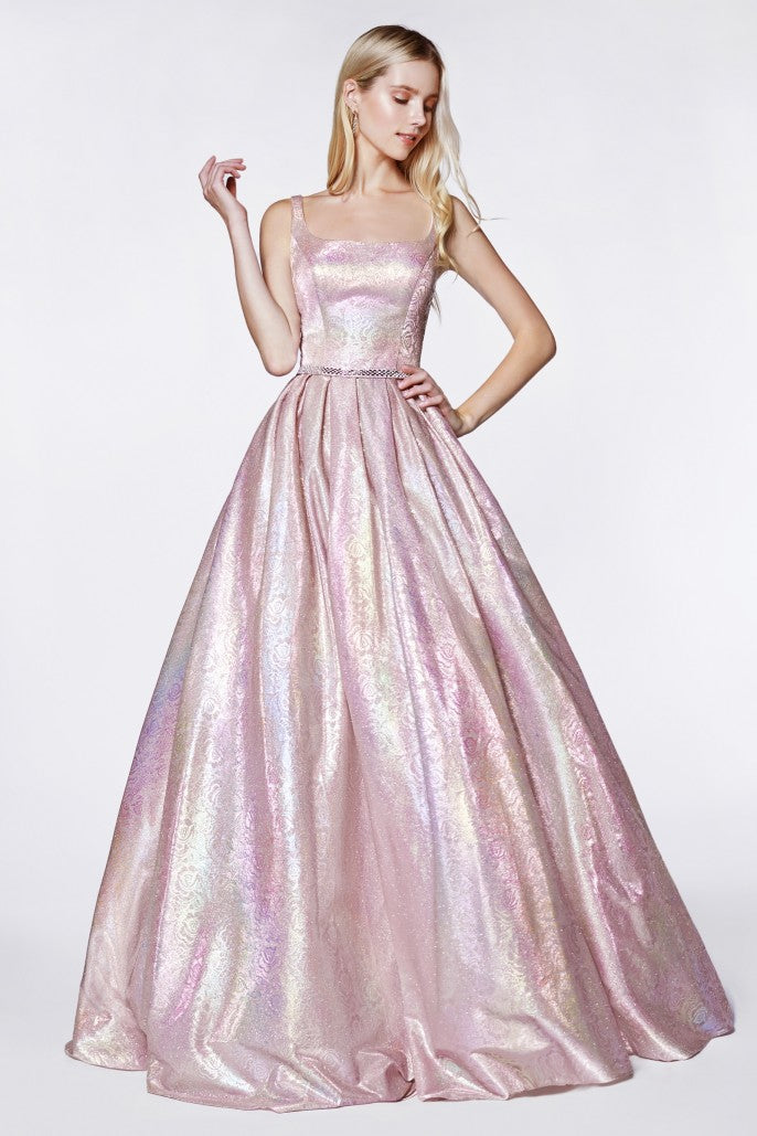 metallic ball gown