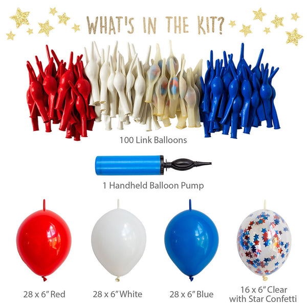 Riles & Bash_online party supplies_red white and blue balloons_link balloons_4th of July balloons