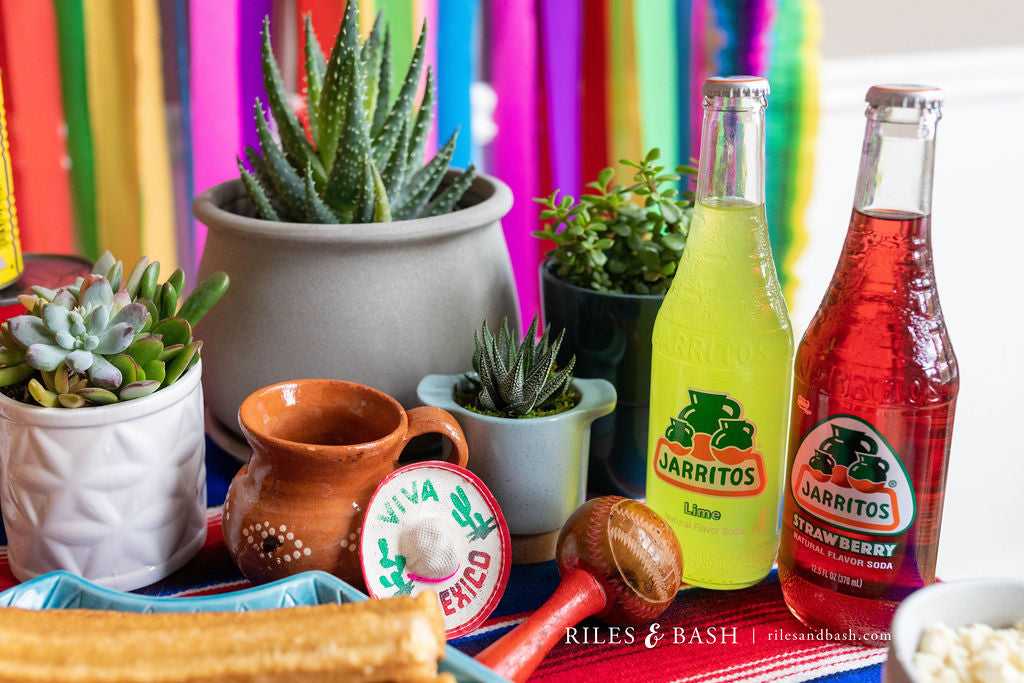 Riles & Bash Fiesta Mexican Streamer Backdrop with Crepe Paper Fiesta Flowers_How to Host a Mexican Taco Bar Fiesta