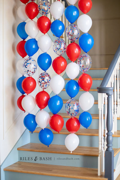 Riles & Bash_online party supplies_red white and blue balloons_link balloons_4th of July balloons__How to Throw the Best 4th of July Backyard Party_Riles & Bash