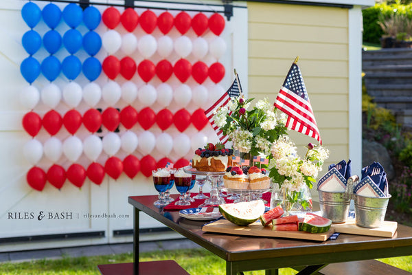 Riles & Bash party shop_American Flag Balloon wall_red white and blue balloons_4th of july balloons_link balloons
