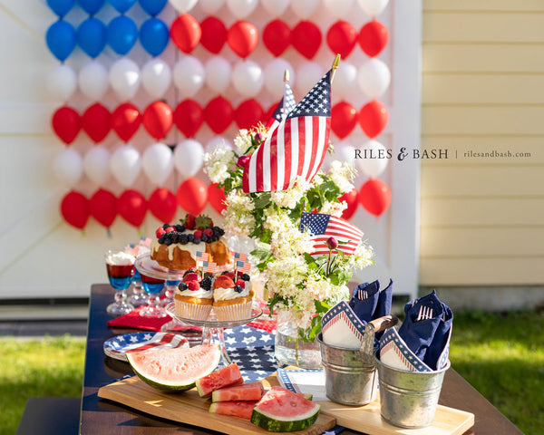 Riles & Bash party shop_American Flag Balloon wall_red white and blue balloons_4th of july balloons_link balloons