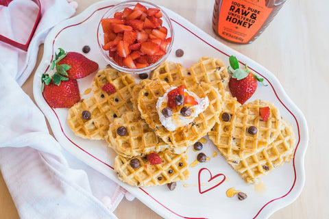 Heart shaped waffles using heart-shaped cookie cutter_photo natures nates