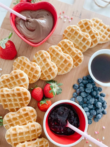 serving board for Valentine's Day Waffle Board