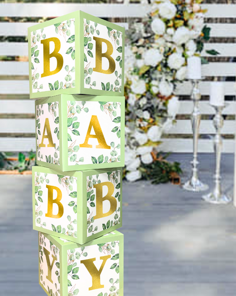 Sage Green Baby Shower Decorations, Gender Neutral Mint Balloons Garland and BABY Boxes, Welcome Baby Banner, Olive Green Baby Shower Decorations for Boy and Girl, Woodland Safari Jungle