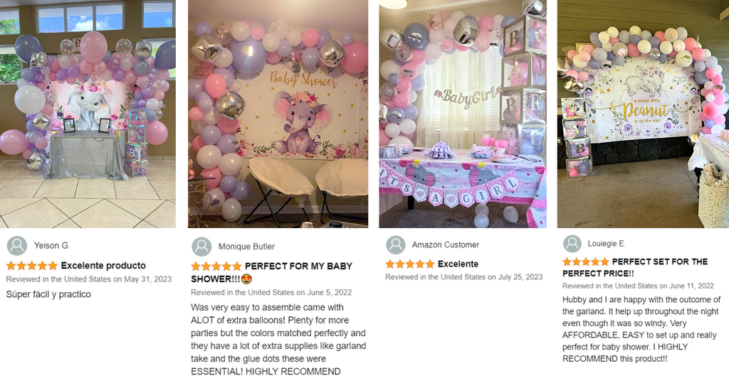 Baby Shower Decorations for Girl, Birthday Girl, Balloon Garland Arch, Banner and Balloons Boxes, Elephant Baby Shower and Birthday Decorations