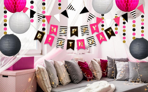 Hot Pink Birthday Decorations Pink and Black Birthday Decorations Kate Spade Inspired