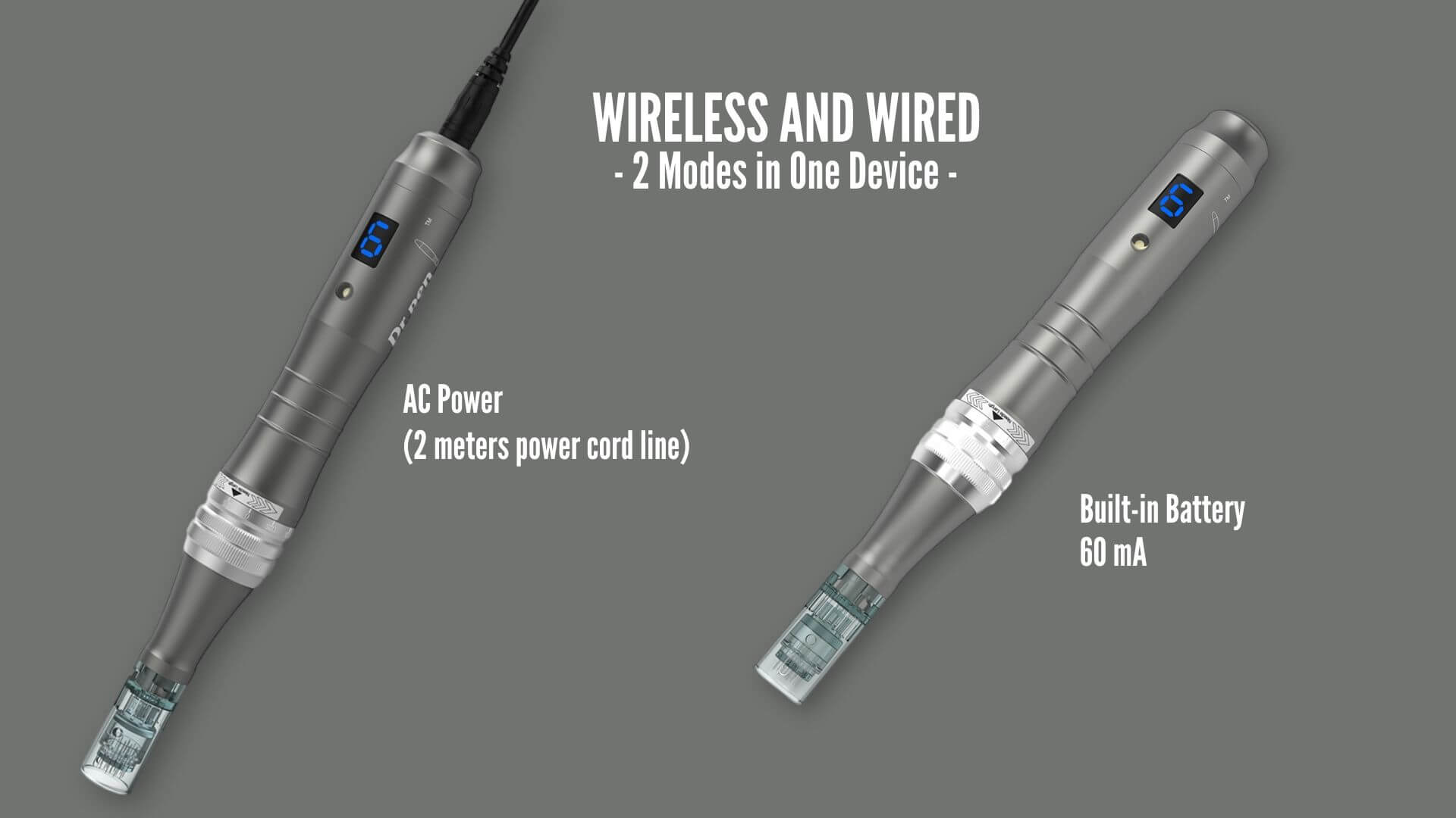 Modos de trabajo inalámbricos y con cable del Dr.pen M8