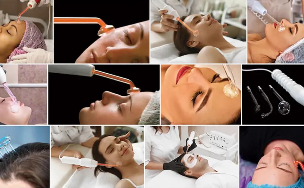2 in 1 High Frequency Facial Wand with Neon Mushroom and Bent Probes