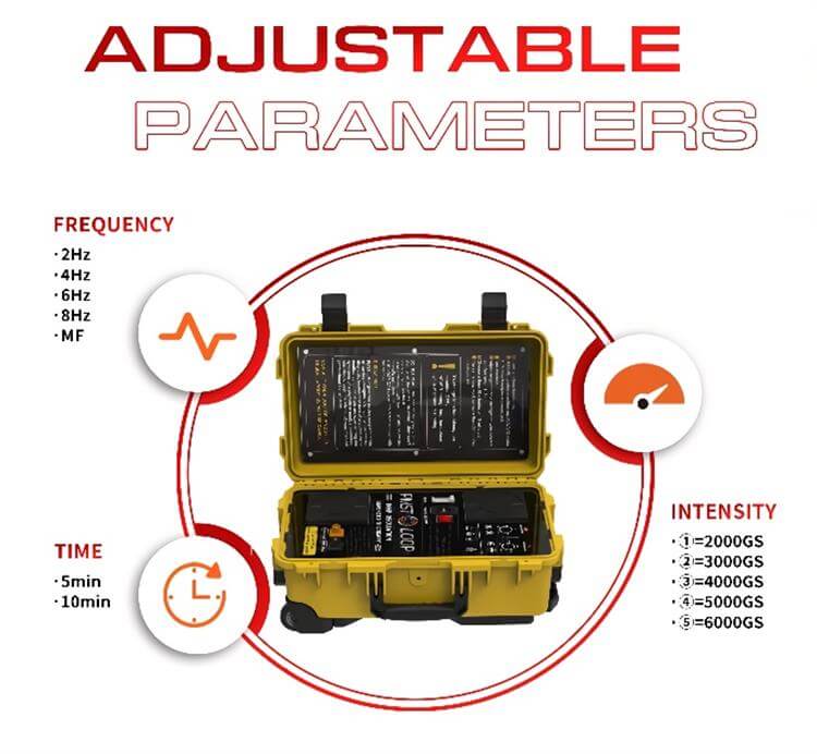 Parámetros ajustables de la máquina pemf de campo electromagnético pulsado portátil