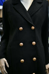 NWT YAS Goldia Pea Coat Black Wool Blend Medium Overcoat Top Coat