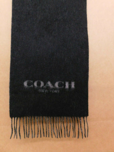 NWT $125 Coach Mens Bi Color Black Grey Logo Scarf Wool Cashmere Blend 67x12