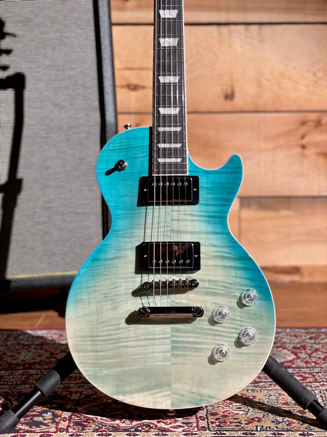 epiphone les paul caribbean blue fade