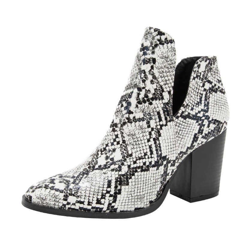 White Snake Booties Heels | Snake Fashion™