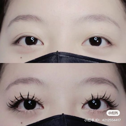 Viral douyin makeup style recommended tips for achieving daily makeup routine, closeup of douyin girl spiky dolly lashes