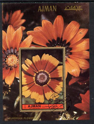 Ajman 1972 European Flowers perf m/sheet cto used, Mi BL 468A