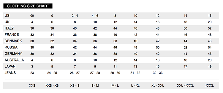 Clothing Size Chart